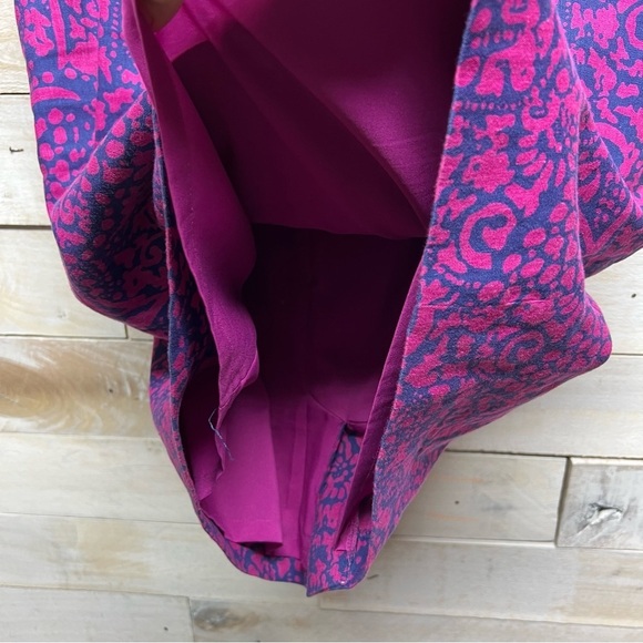 Ann Taylor Pencil Skirt Womens Petite 12P Linen Stretch Purple Paisley Print - Picture 4 of 11